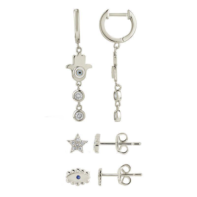 MC Collective Cubic Zirconia Evil Eye & Star Earring Set, Womens, Gold Tone Product Image