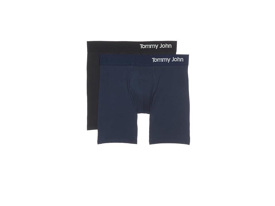 Tommy John Cool Cotton 6 Boxer Brief 2-Pack (Navy/Black) Men's Underwear Product Image