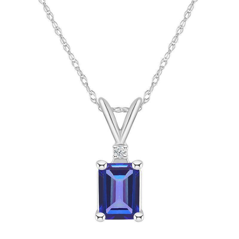 Celebration Gems 14k Gold Emerald Cut Tanzanite & Diamond Accent Pendant Necklace, Womens Purple Product Image