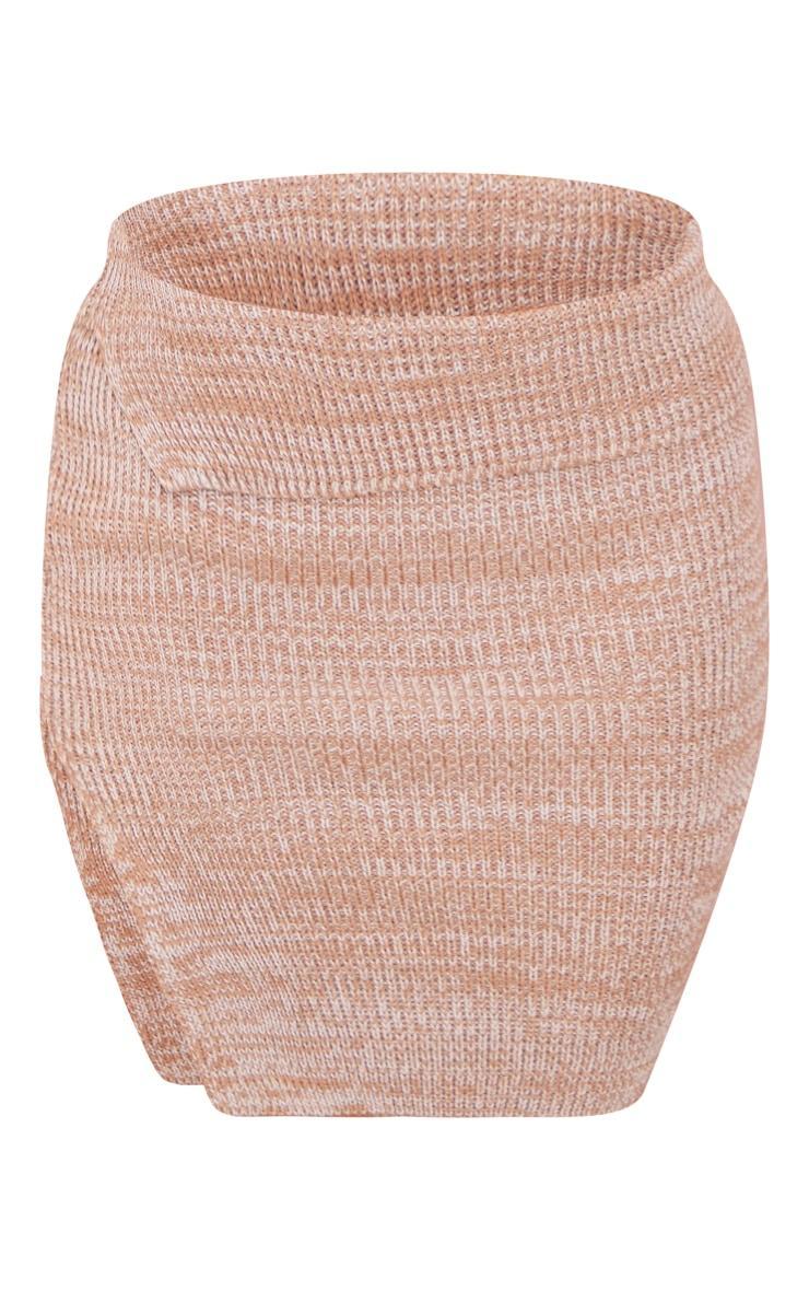 Petite Taupe Knitted Fold Over Mini Skirt Product Image