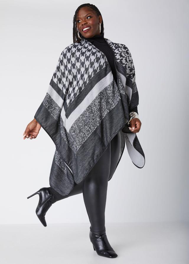 Plus Size Houndstooth Jacquard Ruana Ashley Stewart Product Image