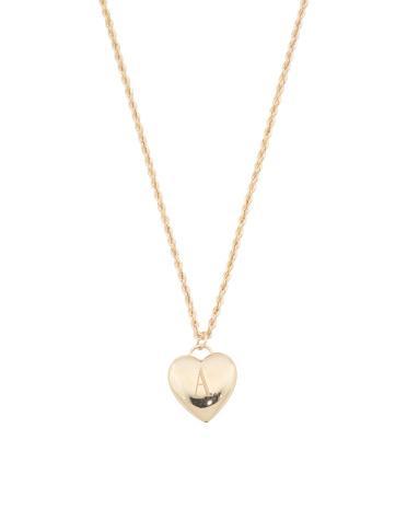 14K Engraved Initial Puffy Heart Necklace For Women Product Image