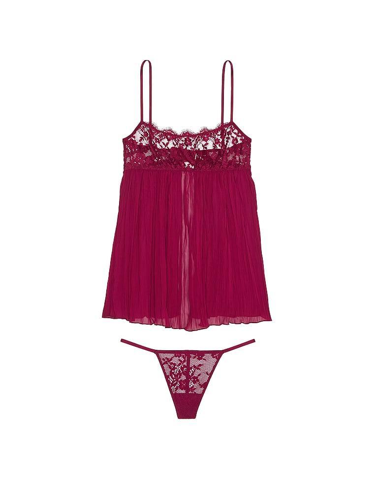 Lace Pleated Babydoll Set Product Image