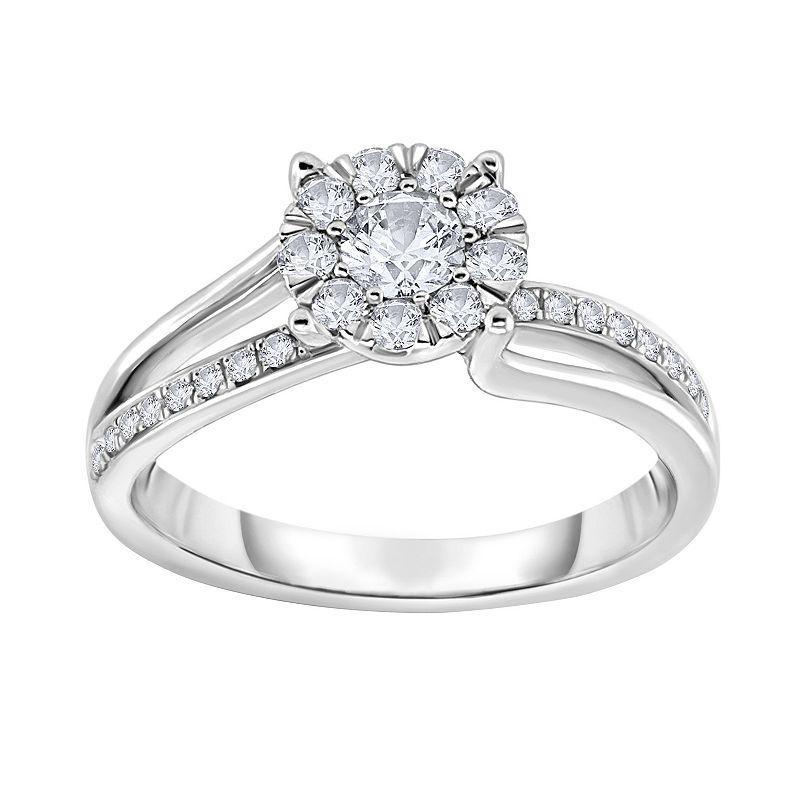 3/8 Carat T.W. Diamond 14k White Gold Engagement Ring, Womens Product Image