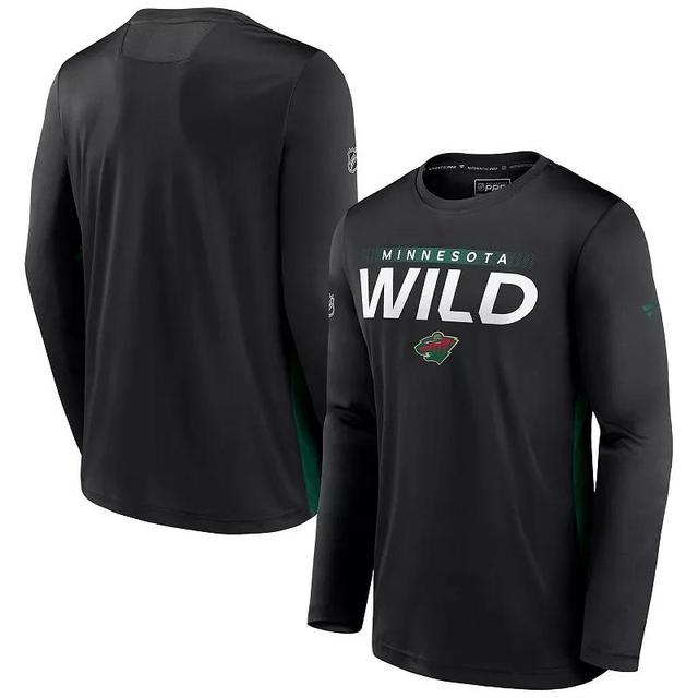 Mens Fanatics Black Minnesota Wild Authentic Pro Rink Performance Long Sleeve T-Shirt Product Image