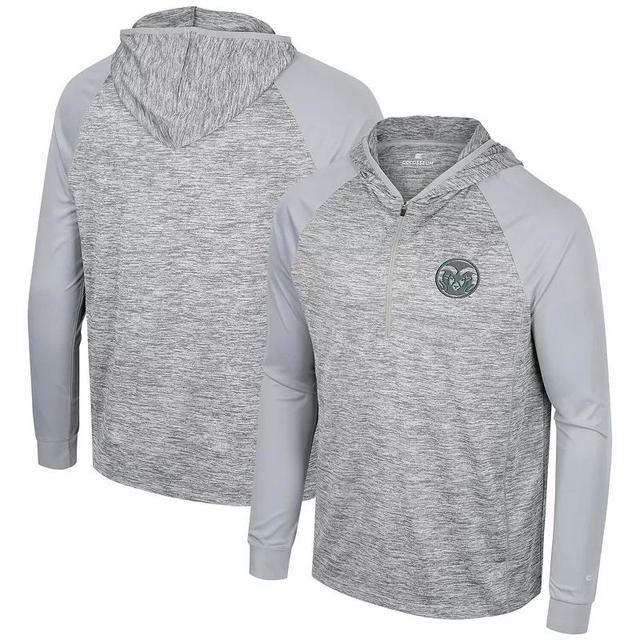 Mens Colosseum Gray Colorado State Rams Cybernetic Raglan Quarter-Zip Hooded Top Product Image