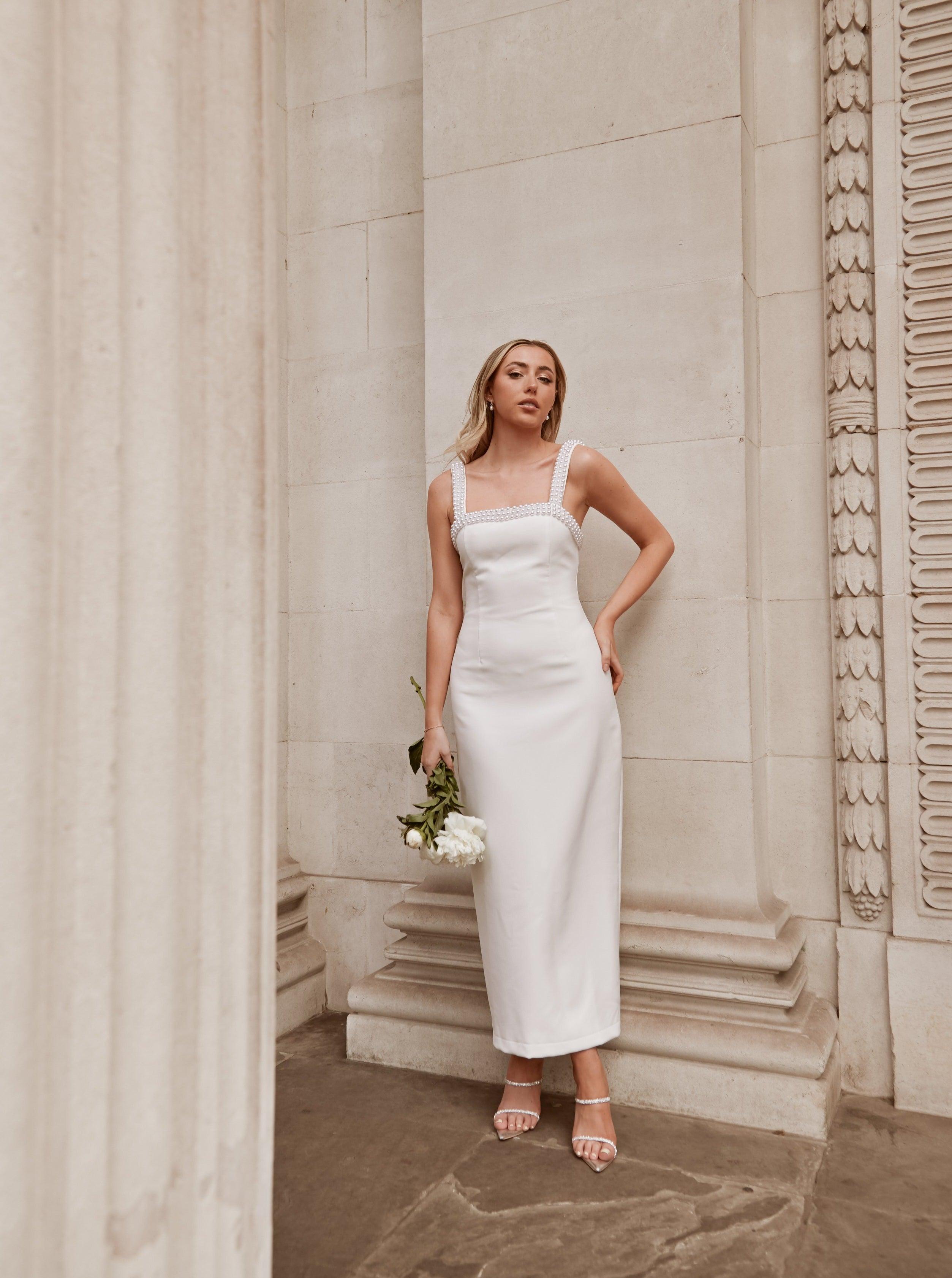 The Ultimate Muse Pearl Trim Midi Dress Product Image