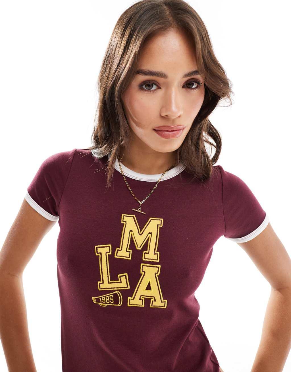 Cotton On t-shirt with LMA logo in cherry ripe Product Image