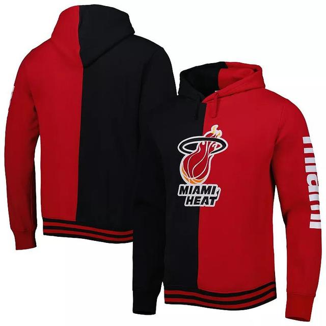 Mens Mitchell & Ness /Red Miami Heat Hardwood Classics Split Pullover Hoodie Product Image