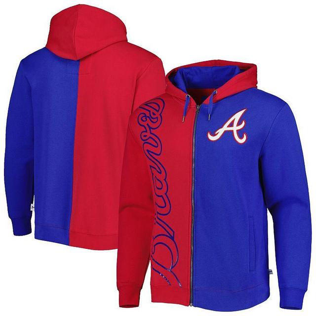 Mens Mitchell & Ness /Royal Atlanta Braves Fleece Full-Zip Hoodie Product Image