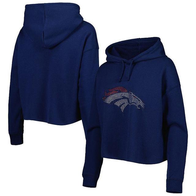 Womens Cuce Denver Broncos Crystal Logo Cropped Pullover Hoodie Blue Product Image