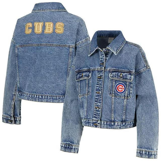 Womens G-III 4Her by Carl Banks Chicago Cubs Victory Oversized Button-Up Denim Jacket Turquoise A Product Image