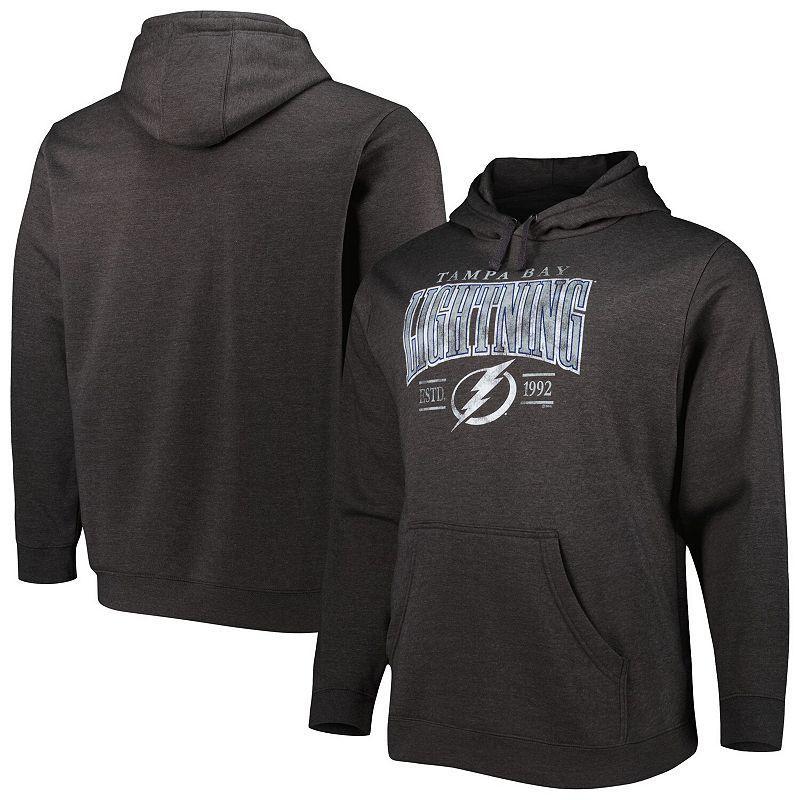 Mens Fanatics Heather Charcoal Tampa Bay Lightning Big and Tall Dynasty Pullover Hoodie Product Image