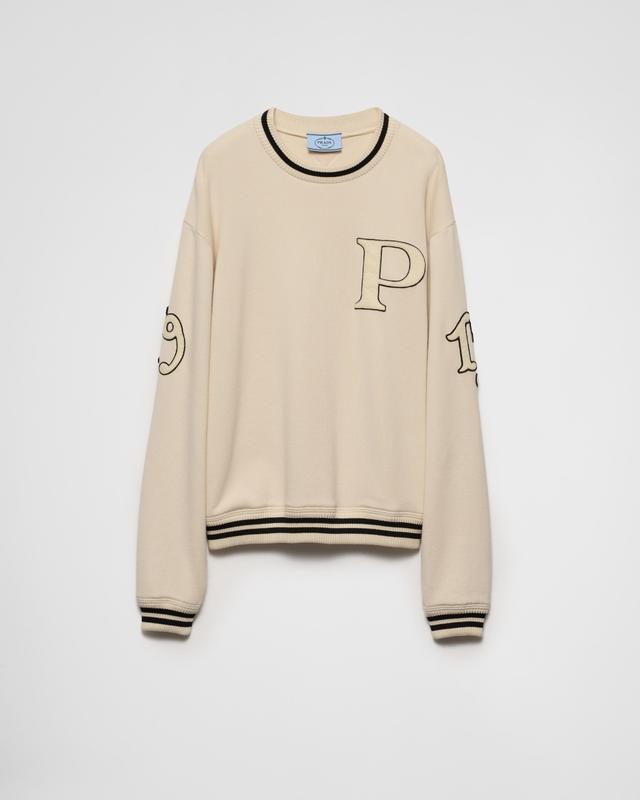 Cotton fleece sweatshirt with patches Product Image