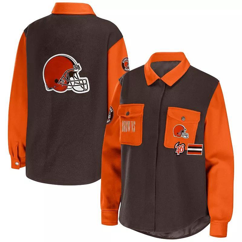 Womens WEAR by Erin Andrews Cleveland s Snap-Up Shirt Jacket Product Image