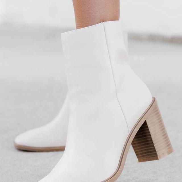 Lyla Cream Classic Square Toe Bootie FINAL SALE Product Image