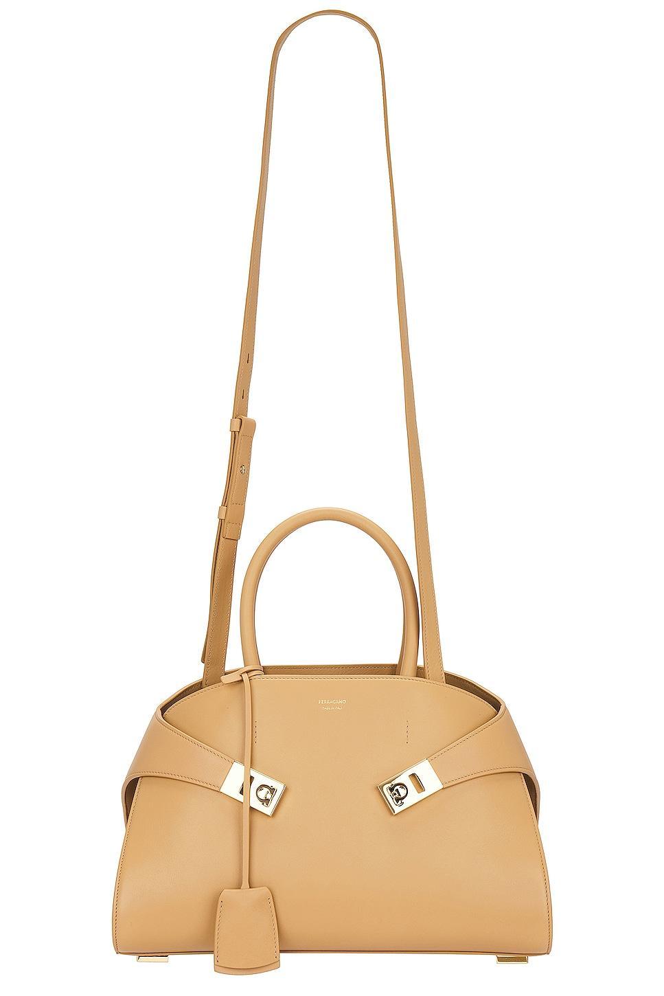 Ferragamo Hug The Shoulder Bag in Tan Product Image