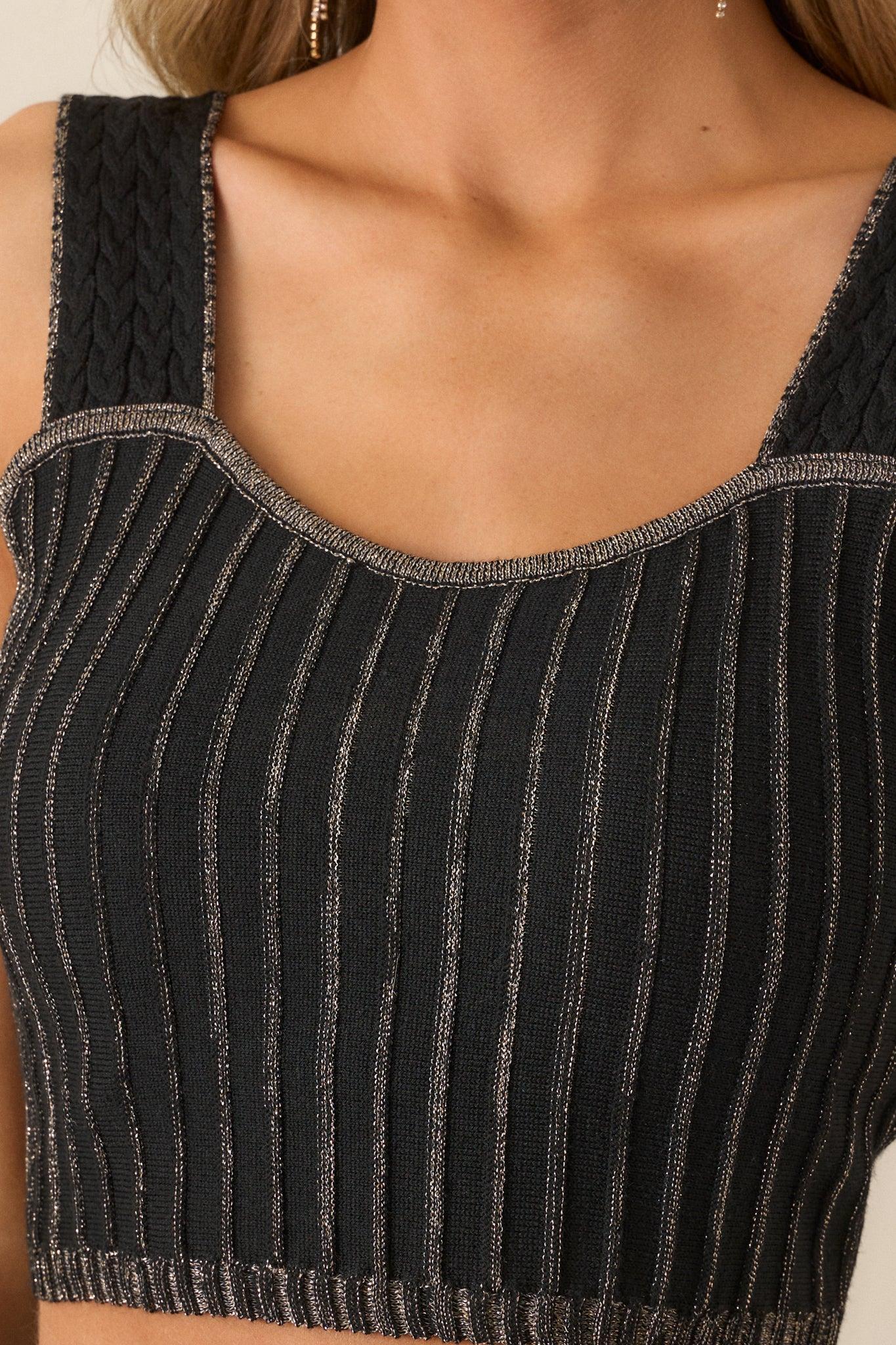 MINKPINK Celia Lurex Black Stripe Crop Top Product Image