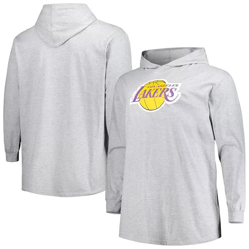 Mens Fanatics Branded Heather Gray Los Angeles Lakers Big & Tall Pullover Hoodie Product Image