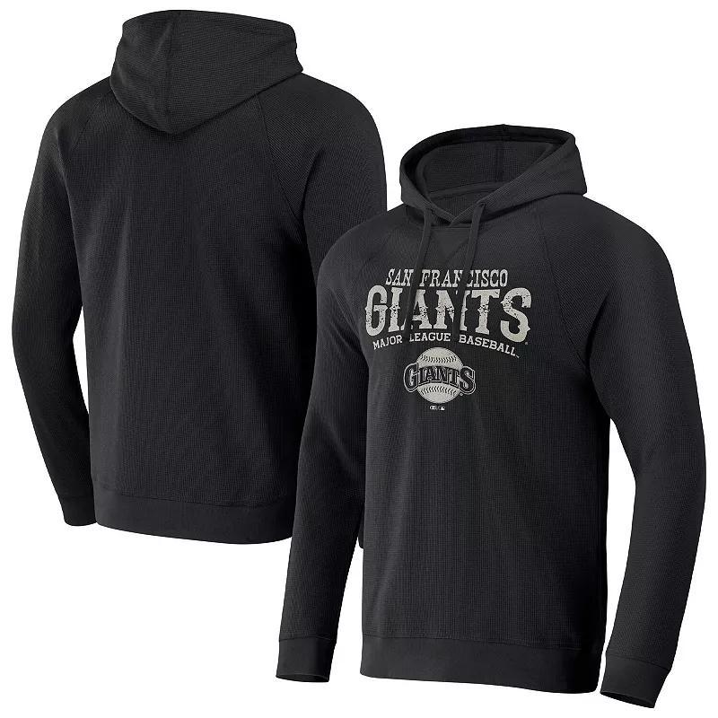 Mens Darius Rucker Collection by Fanatics Black Distressed San Francisco Giants Waffle-Knit Raglan Pullover Hoodie Product Image