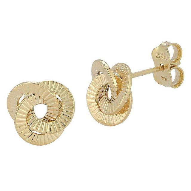 LUMINOR GOLD 14k Gold Ribbed Love Knots Stud Earrings, Womens, Yellow Product Image