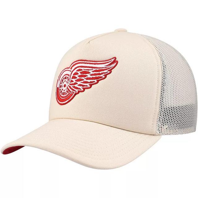 Mens Mitchell & Ness Cream Detroit Red Wings Foam Front Trucker Adjustable Hat Product Image