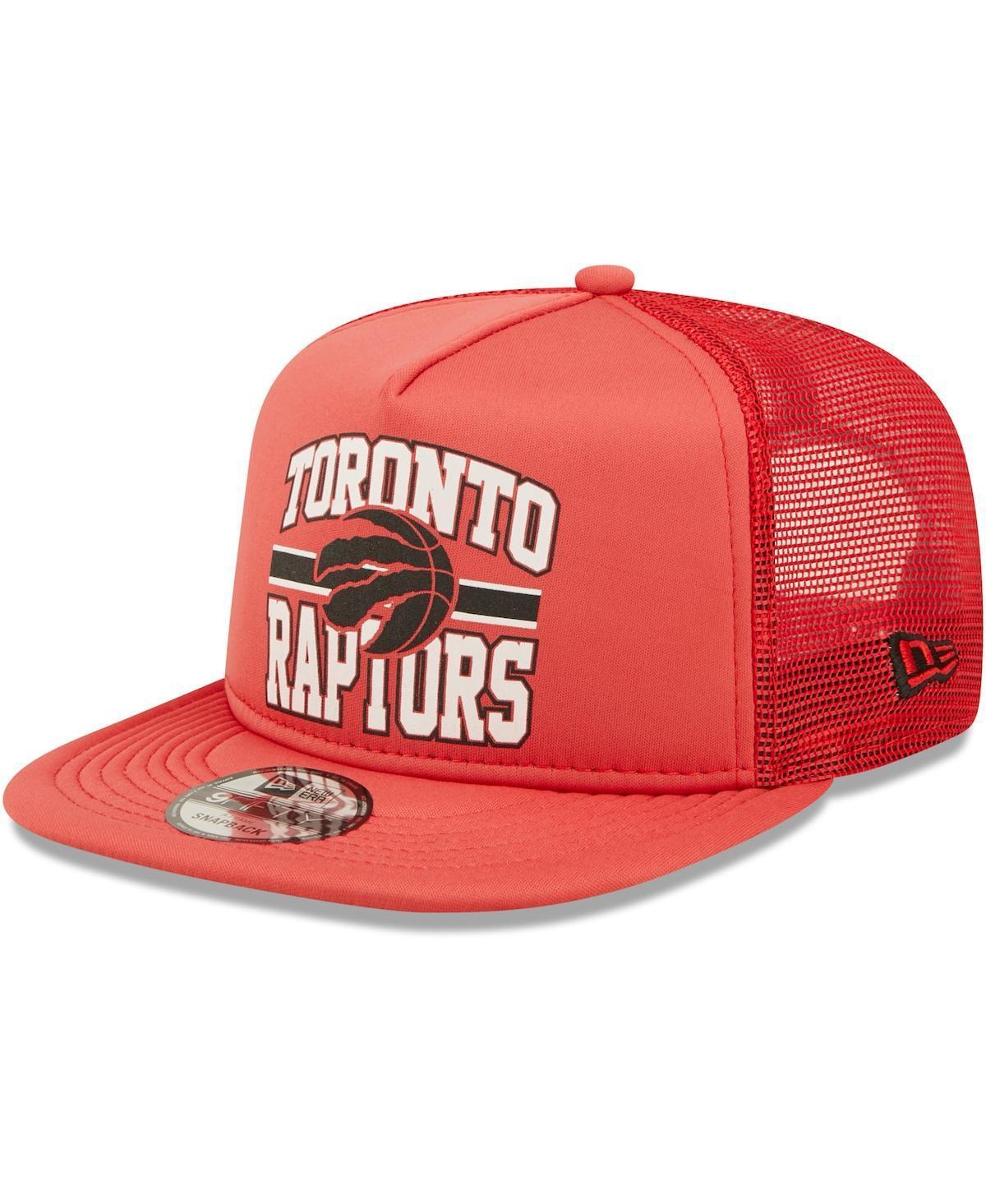 Mens New Era Red Toronto Raptors Logo A-Frame 9Fifty Trucker Snapback Hat Product Image