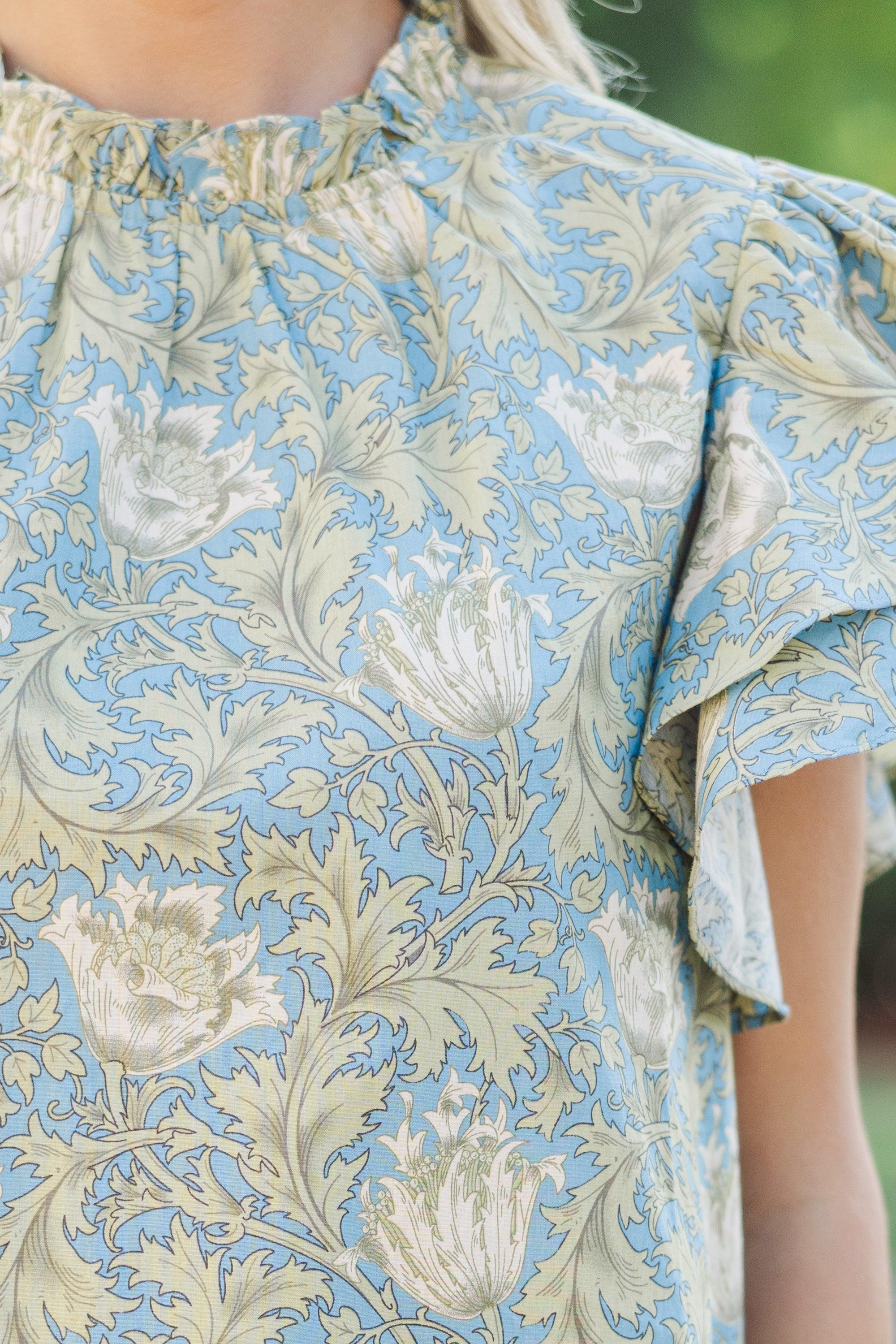 All Heart Light Blue Floral Blouse Female Product Image