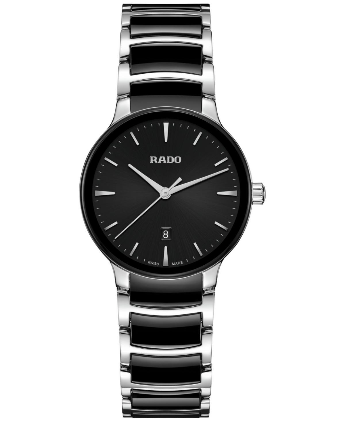 Rado Womens Swiss Centrix Black Ceramic & Stainless Steel Bracelet Watch 31mm Product Image