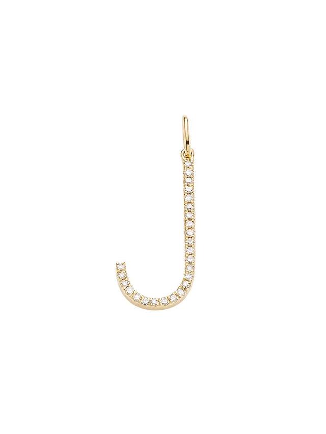 Womens 14K Yellow Gold & Diamond Pav Initial Charm Product Image