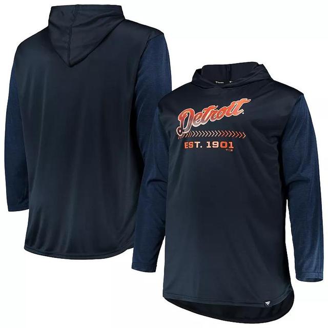 Mens /Heathered Detroit Tigers Big & Tall Wordmark Club Pullover Hoodie Blue Product Image