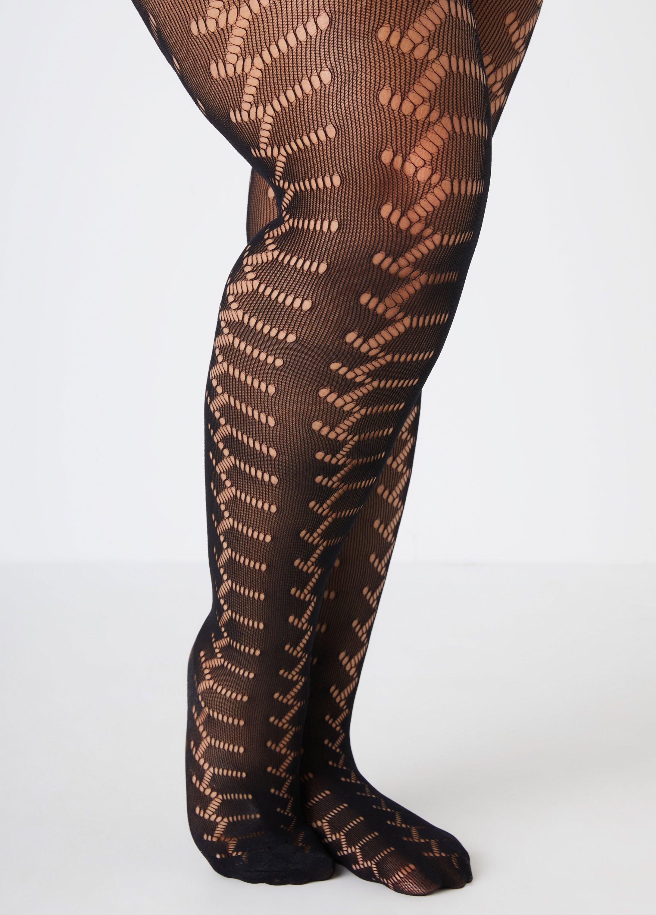 Plus Size Open Knit Footed Tights Ashley Stewart Product Image