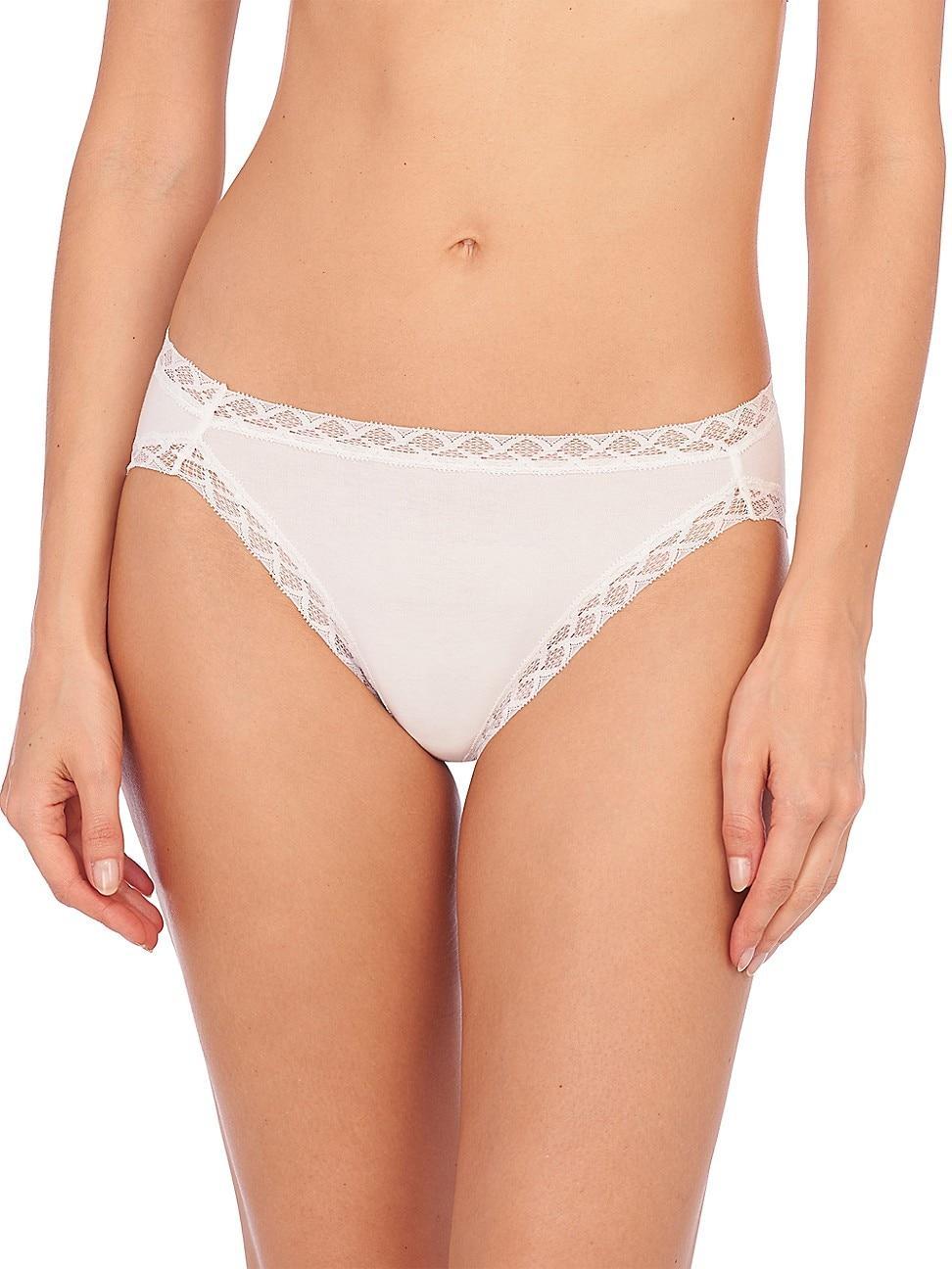 Natori Bliss Lace-Trim Cotton French-Cut Brief Underwear 152058 Product Image