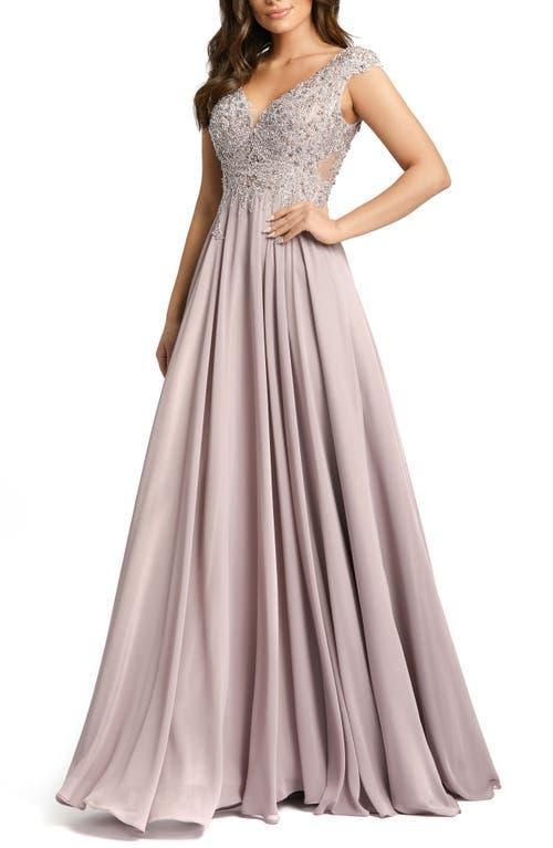 Mac Duggal Sequin Empire Waist Pleated Gown Product Image