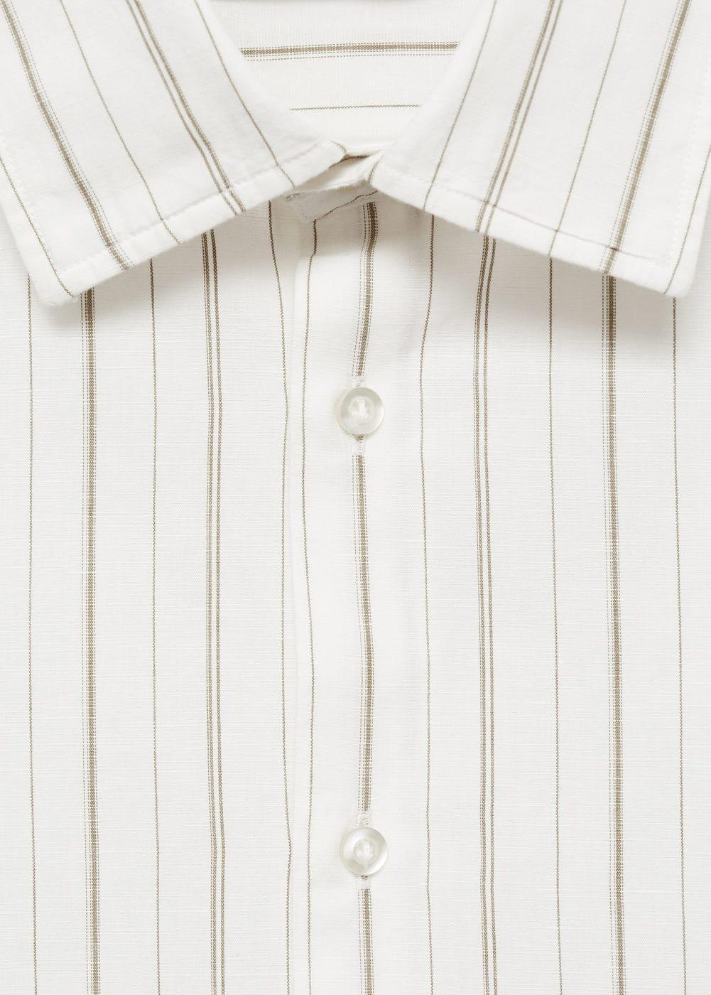 MANGO MAN - Regular-fit striped cotton-linen shirt khakiMen Product Image