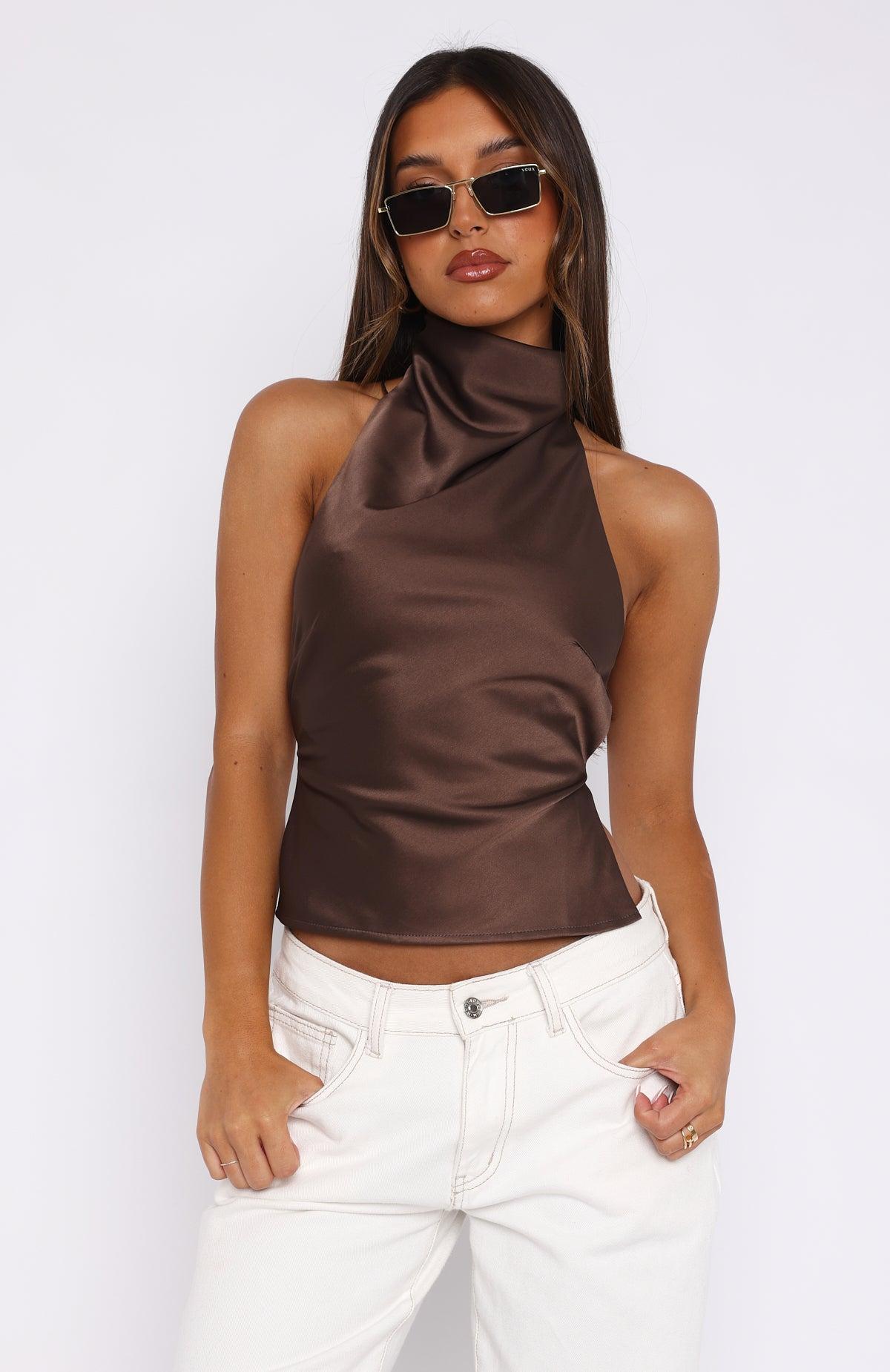 Time Passes Halter Top Chocolate Product Image