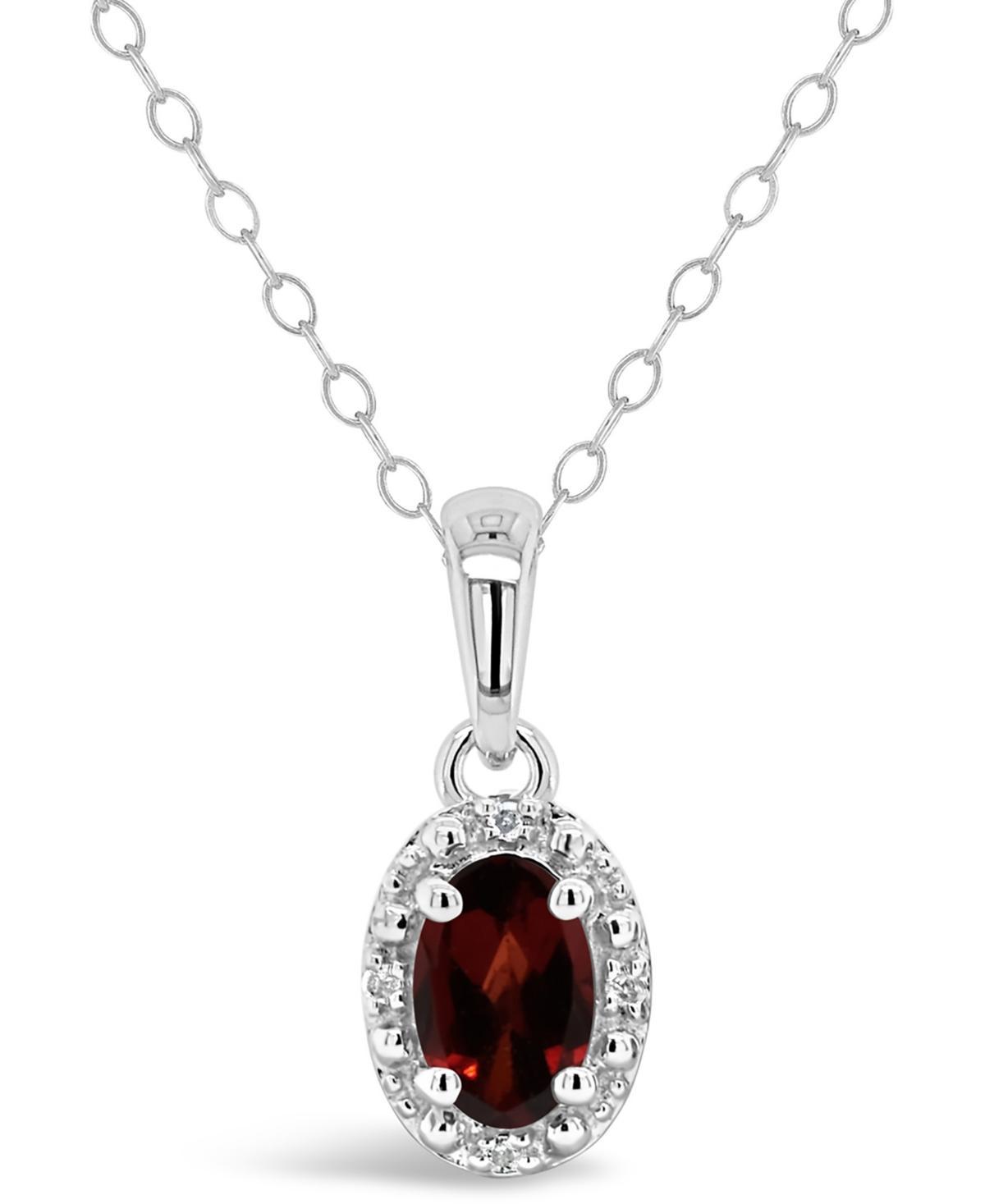 Gemstone and Diamond Accent Pendant Necklace in Sterling Silver Product Image