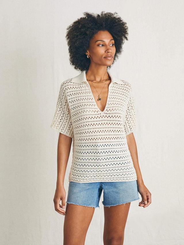 Nusa Crochet Polo Sweater - Birch Product Image