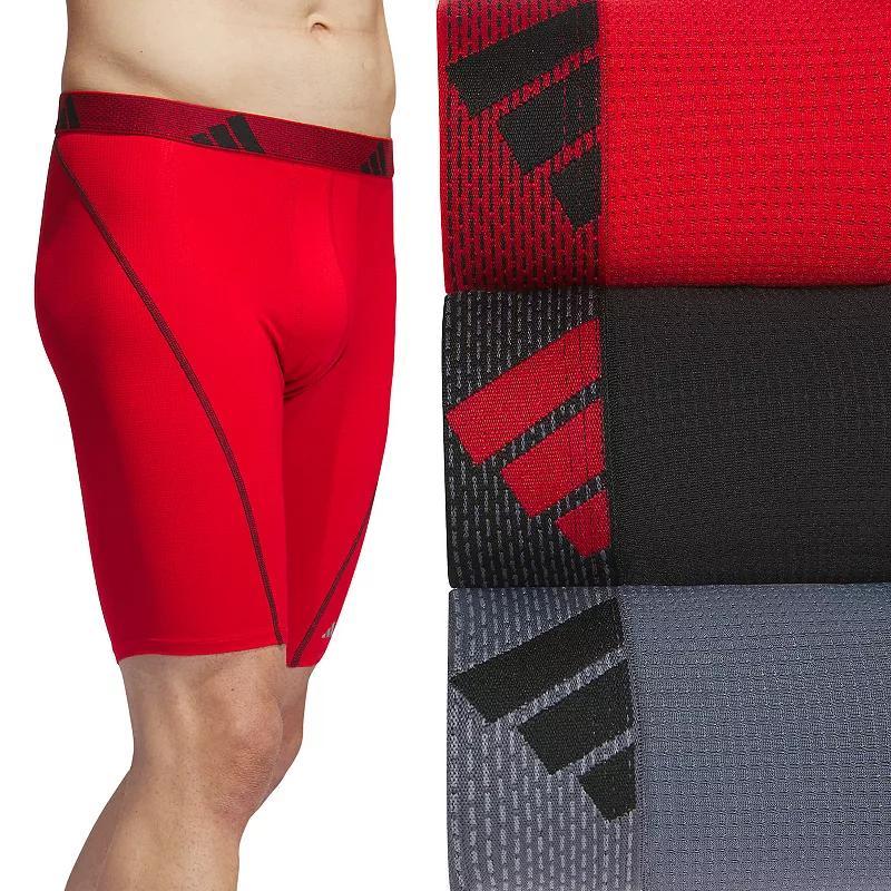 Mens adidas 3-pack Sport Performance Mesh Long-Leg Boxer Briefs Red Black Onix Gr Product Image