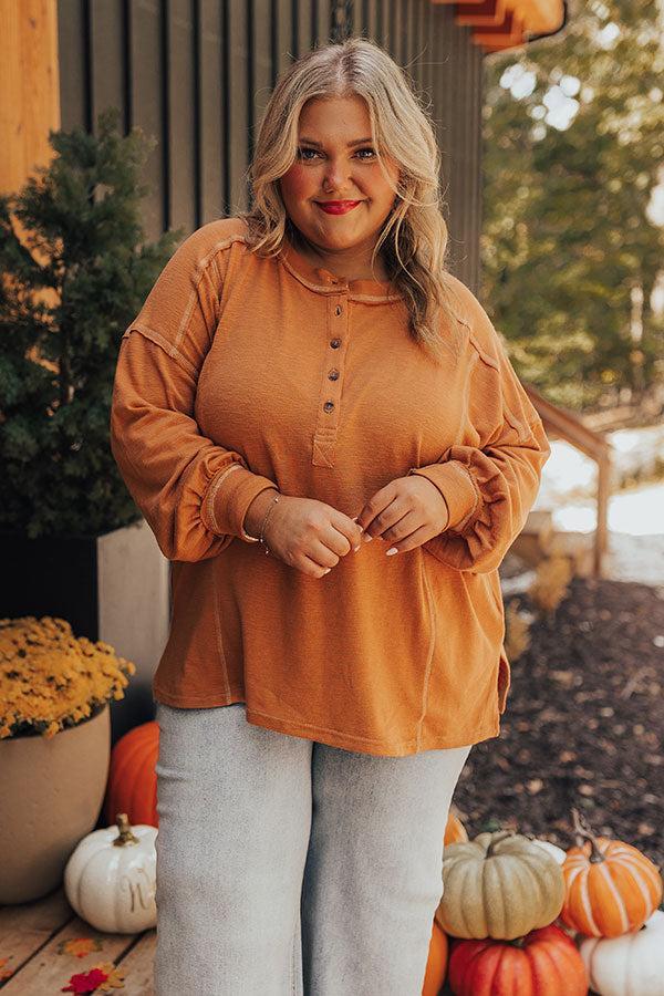 Cafe Cutie Henley Tee in Rust Curves Product Image