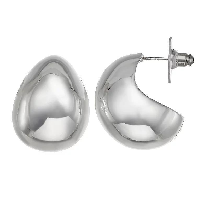 Nine West Silver Tone Chubby Huggie Post Earrings, Womens Product Image