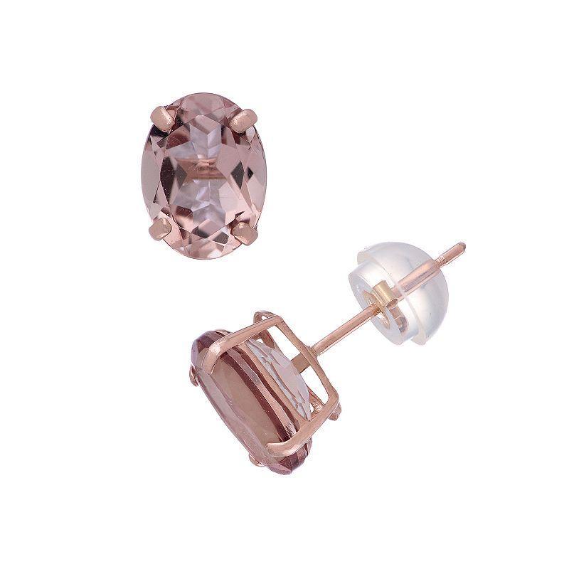 Designs by Gioelli 14k Rose Gold Simulated Morganite Stud Earrings, Womens, Pink Product Image