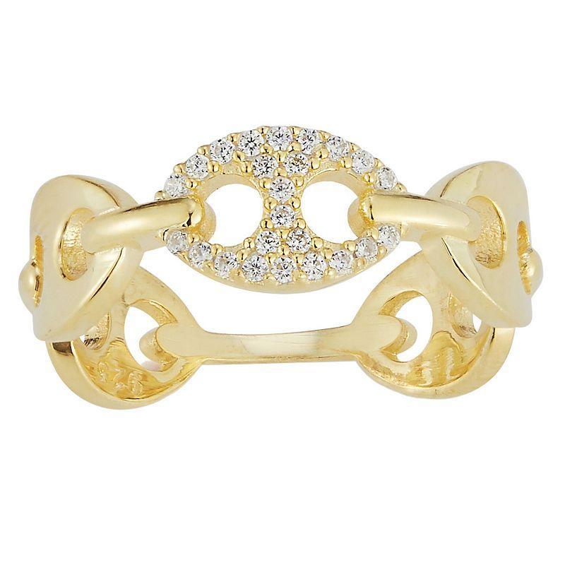 Sunkissed Sterling Cubic Zirconia Mariner Link Ring, Womens Gold Tone Product Image