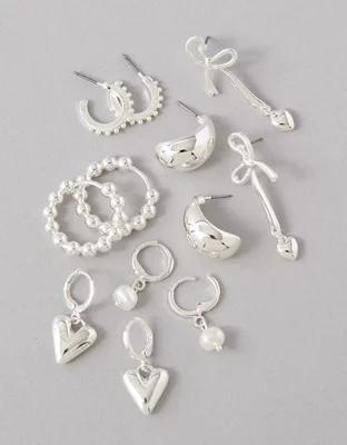 AEO Silver & Pearl Earrings 6-Pack Product Image