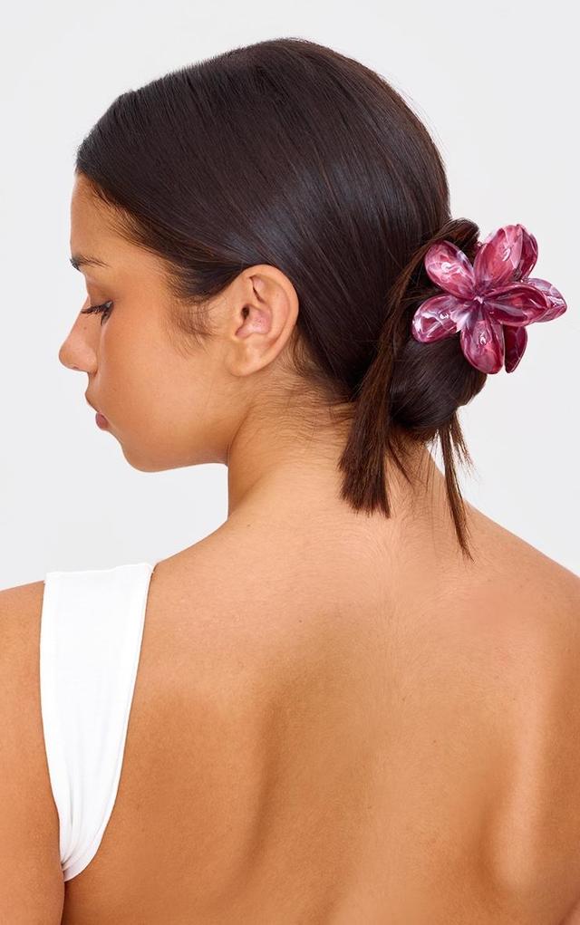 Burgundy Marble Flower Hair Claw Product Image