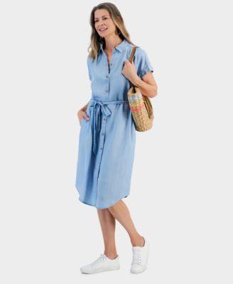 Style & Co Womens Chambray Short-Sleeve Shirt Dress, Created for Macys product image