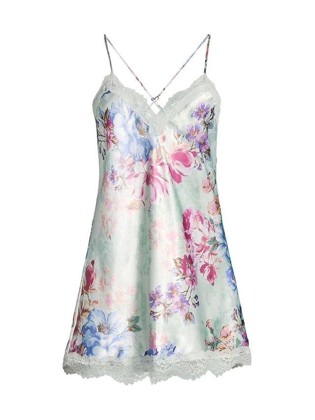 Womens Madelyn Floral Satin & Lace Chemise Product Image