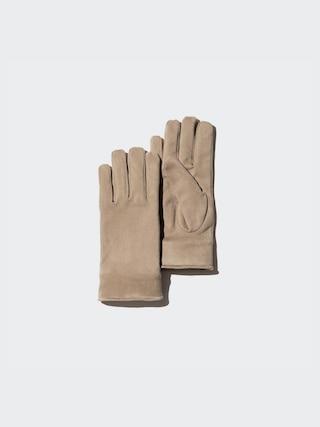 Mens Heattech Lined Gloves Faux Suede Beige Large UNIQLO US Product Image