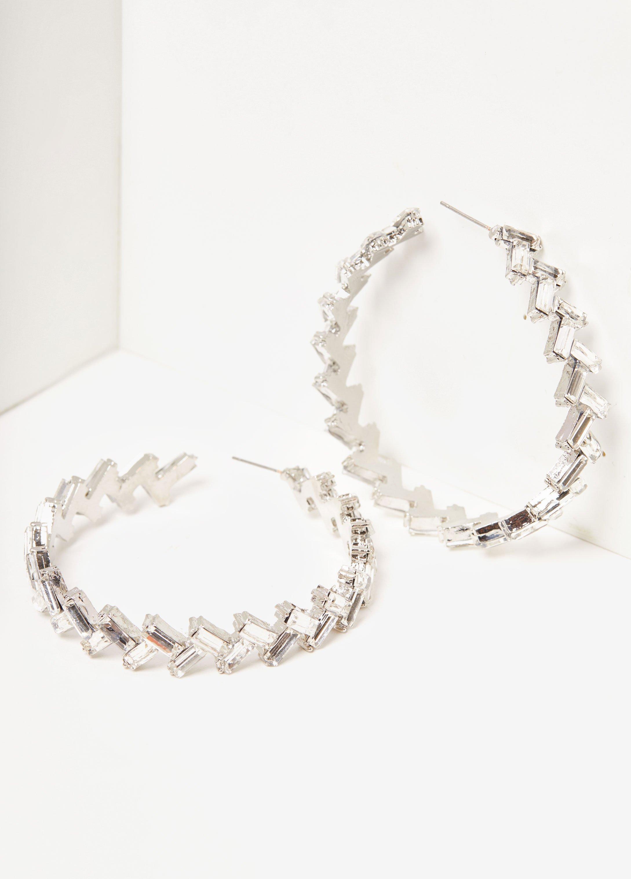 Plus Size Crystal Hoop Earrings Ashley Stewart product image