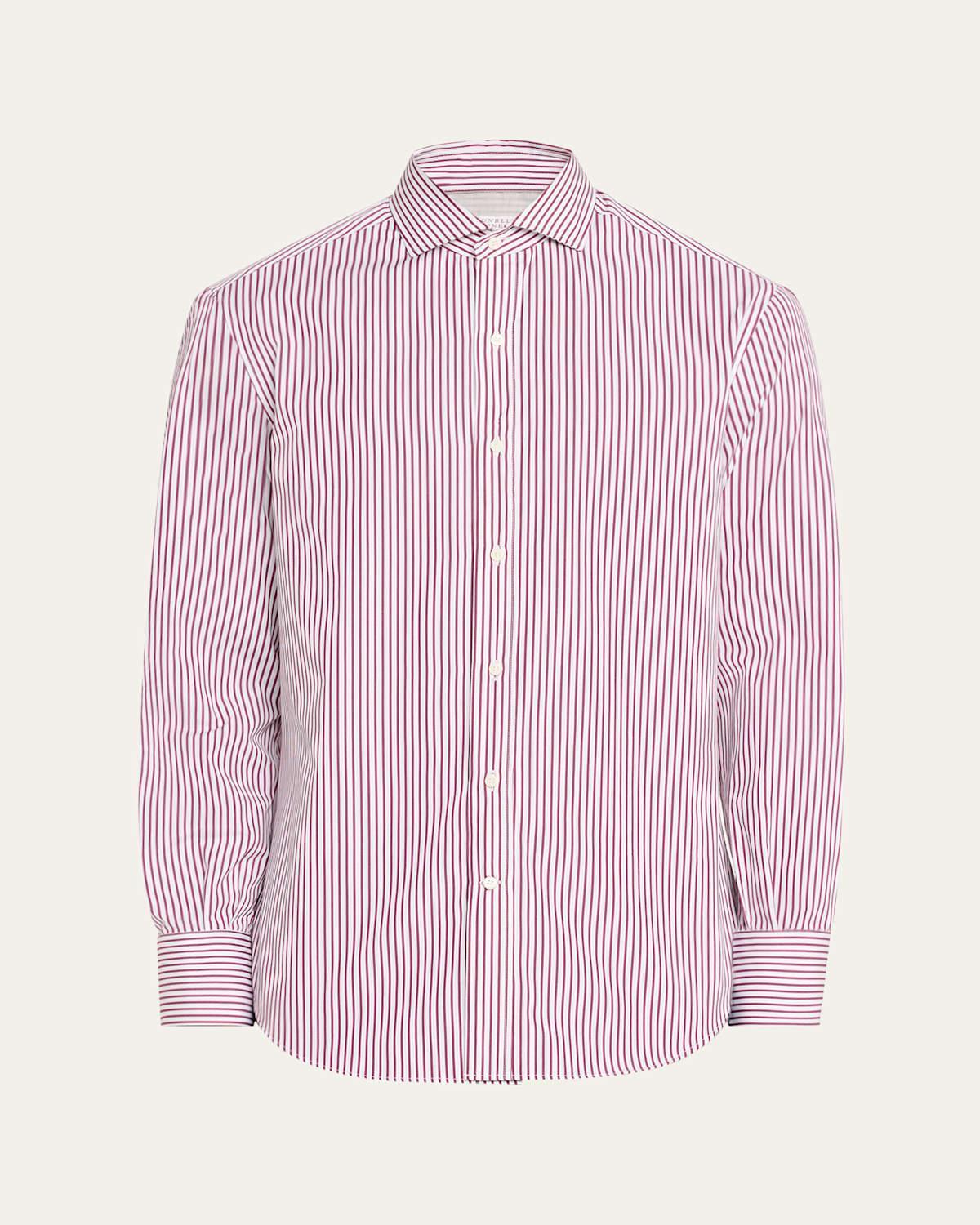 Mens Cotton Pinstripe Sport Shirt Product Image